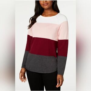 Karen Scott color block sweater‎
